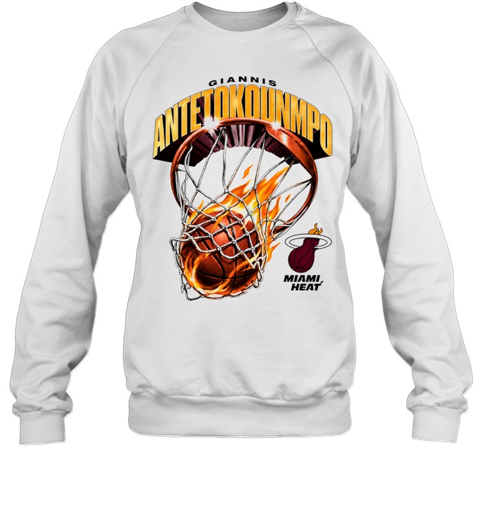 Giannis Antetokounmpo Miami Heat basketball hoop flame Sweatshirt