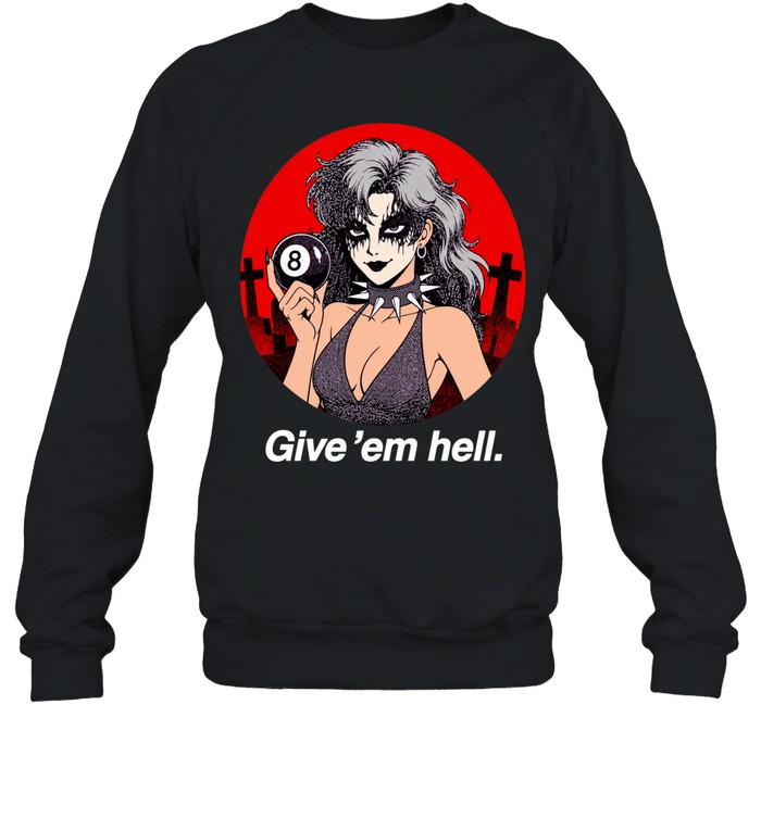 Goth Girl with 8 Ball Give ’em Hell spiked choker Sweatshirt