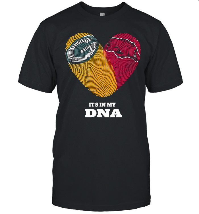 Green Bay Packers and Arizona Razorbacks It’s in My DNA Fingerprints Heart Love Fans Unisex T-Shirt