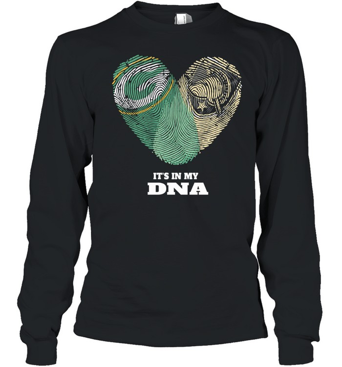 Green Bay Packers and Army Black Knights It’s in My DNA Fingerprints Heart Love Fans Long Sleeve Tee