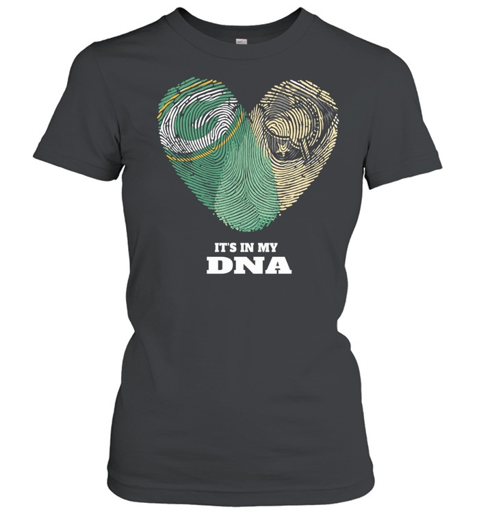 Green Bay Packers and Army Black Knights It’s in My DNA Fingerprints Heart Love Fans Women T-Shirt