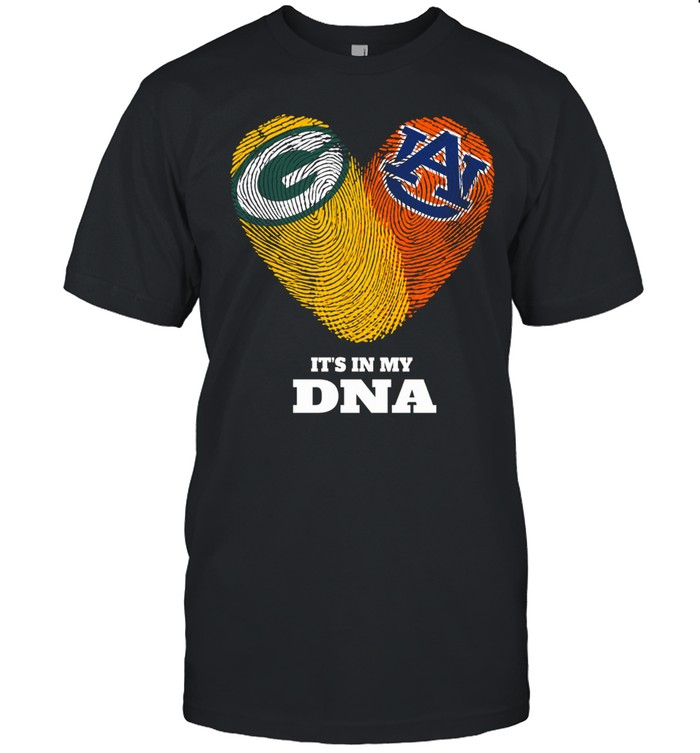 Green Bay Packers and Auburn Tigers It’s in My DNA Fingerprints Heart Love Fans Unisex T-Shirt