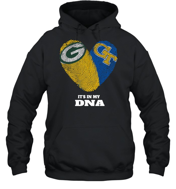 Green Bay Packers and Georgia Tech It’s in My DNA Fingerprints Heart Love Fans Hoodie