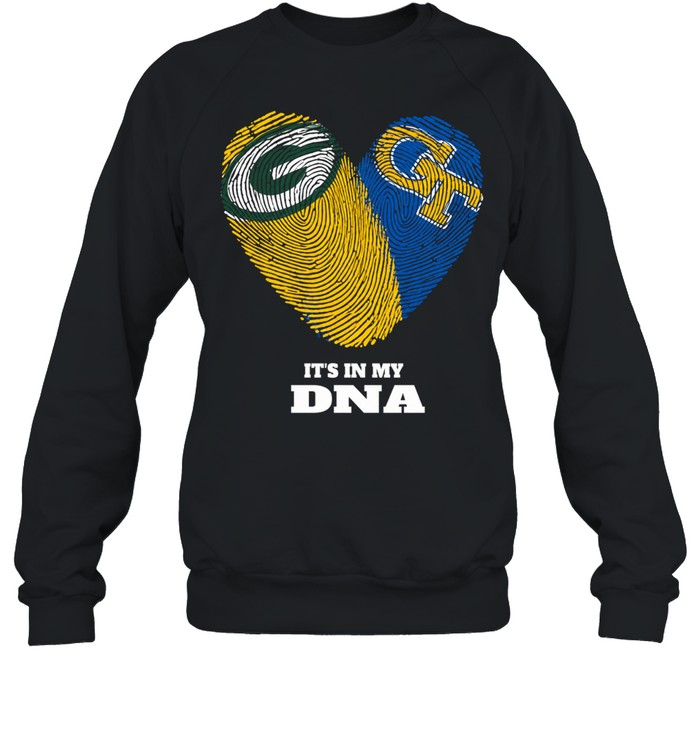 Green Bay Packers and Georgia Tech It’s in My DNA Fingerprints Heart Love Fans Sweatshirt