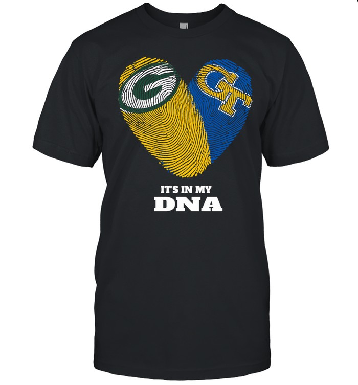 Green Bay Packers and Georgia Tech It’s in My DNA Fingerprints Heart Love Fans Unisex T-Shirt