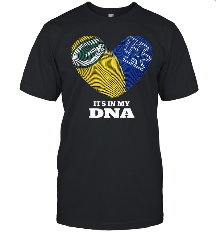 Green Bay Packers and Kentucky Wildcats It’s in My DNA Fingerprints Heart Love Fans Unisex T-Shirt