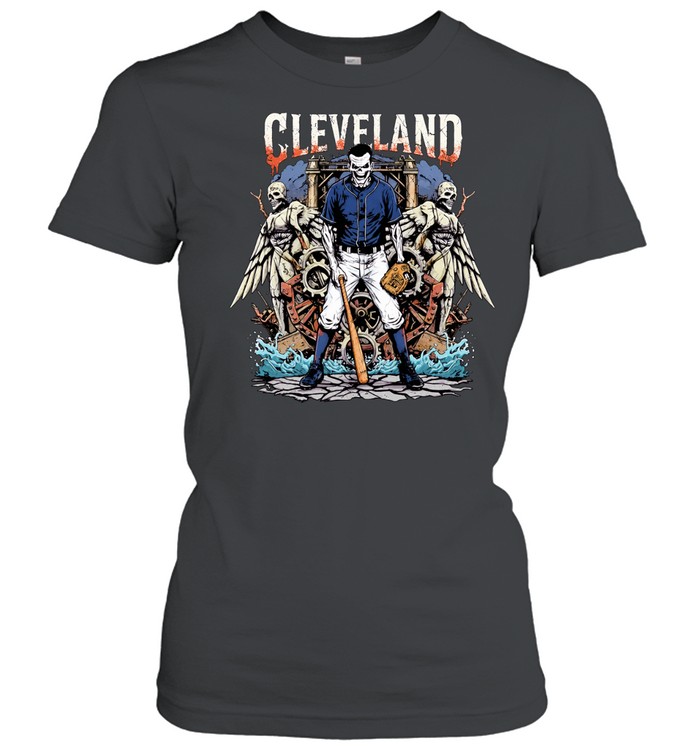 Guardians of the Diamond Baseball Skeleton Cleveland Women T-Shirt