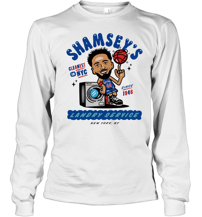 Landry Shamet New York Knicks Shamsey’s Cleanest in NYC Landry Service since 1946 Long Sleeve Tee