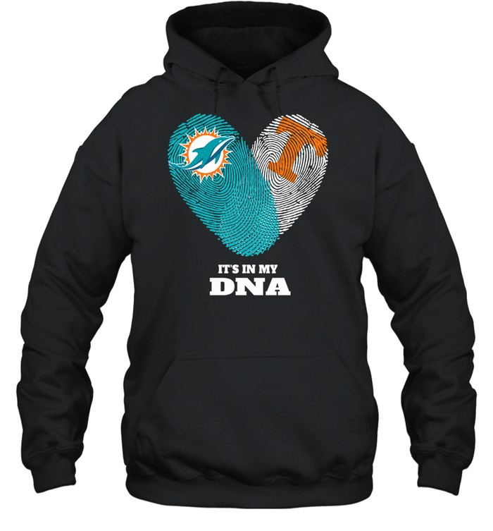 Miami Dolphins and Tennessee Volunteers It’s in My DNA Fingerprints Heart Love Fans Hoodie