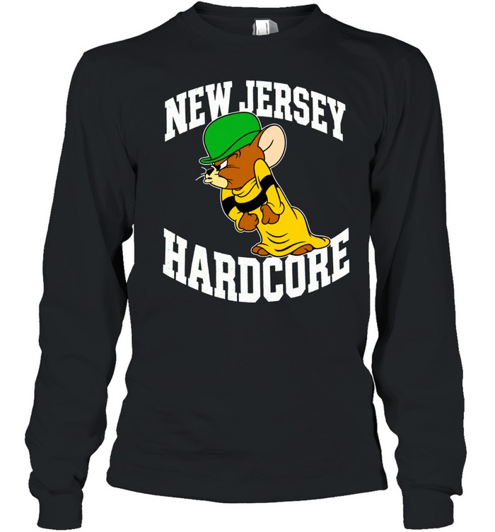 New Jersey Hardcore Jerry Mouse Wearing Green Cap Long Sleeve Tee