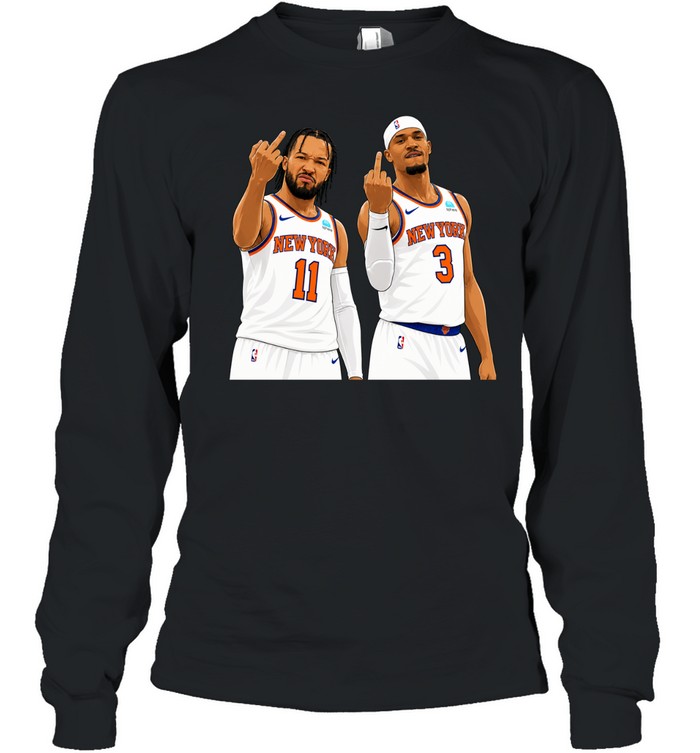 New York Knicks Jalen Brunson And Og Anunoby Middle Finger Long Sleeve Tee