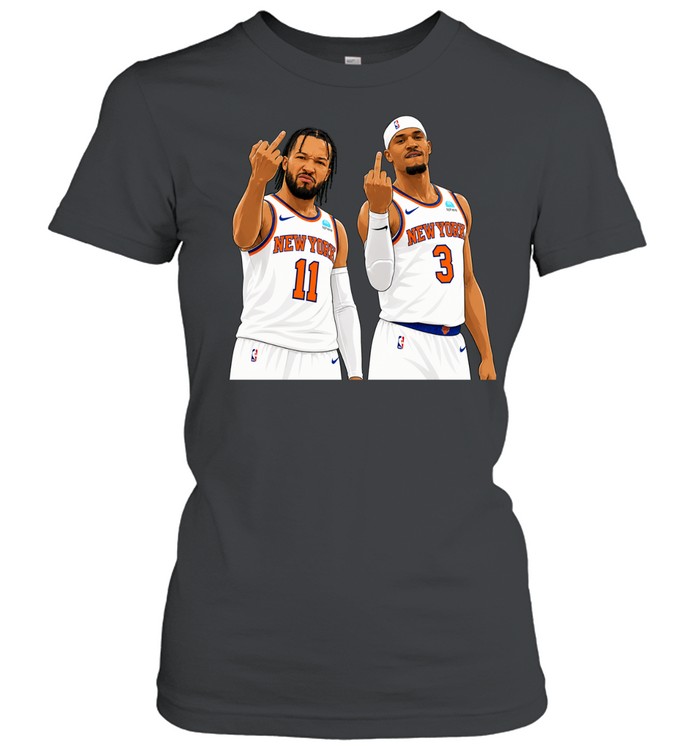 New York Knicks Jalen Brunson And Og Anunoby Middle Finger Women T-Shirt