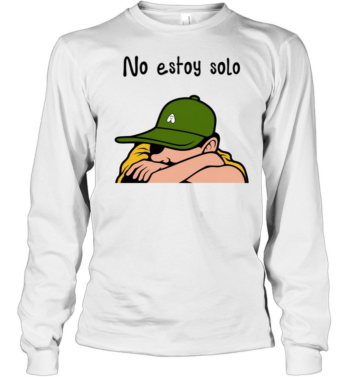 No Estoy Solo Sad Anime Boy Hugging Green Cap Long Sleeve Tee