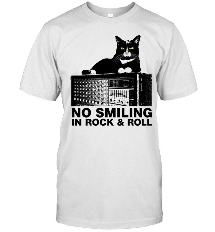 No Smiling In Rock And Roll Tuxedo Cat Soundboard Audio Engineer Unisex T-Shirt