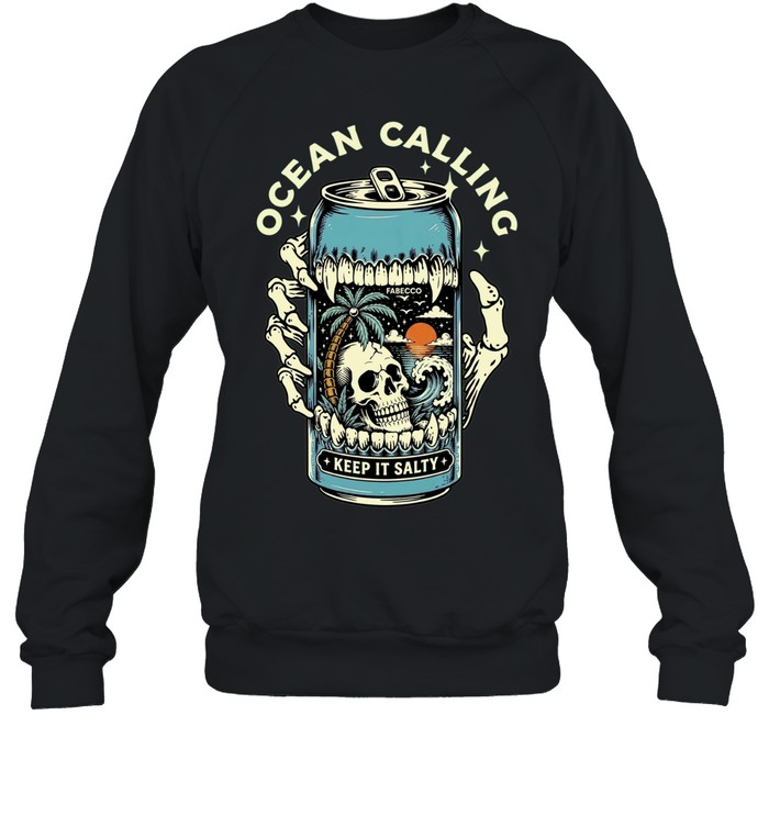 Ocean Calling Keep It Salty Skull Palm Tree Sweatshirt