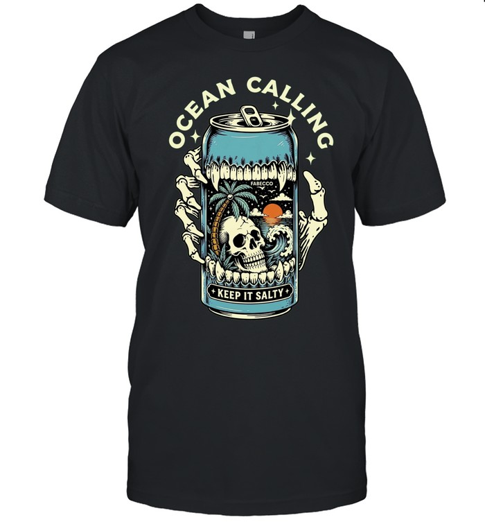 Ocean Calling Keep It Salty Skull Palm Tree Unisex T-Shirt