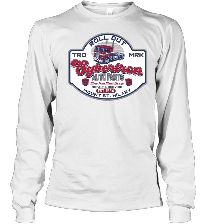 Optimus Prime Transformers Cybertron Auto Parts Roll Out Mount St Hilary Long Sleeve Tee