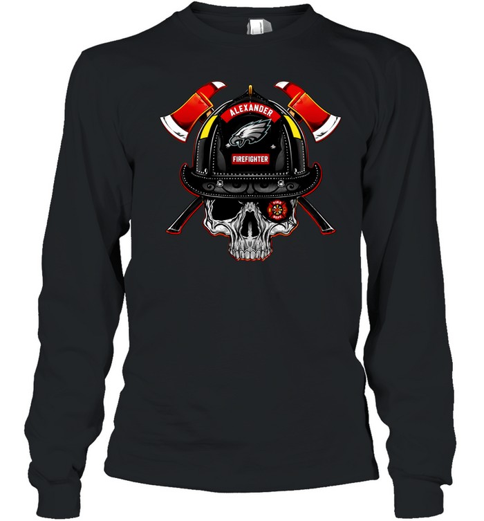 Philadelphia Eagles fire fighter skull logo Long Sleeve Tee