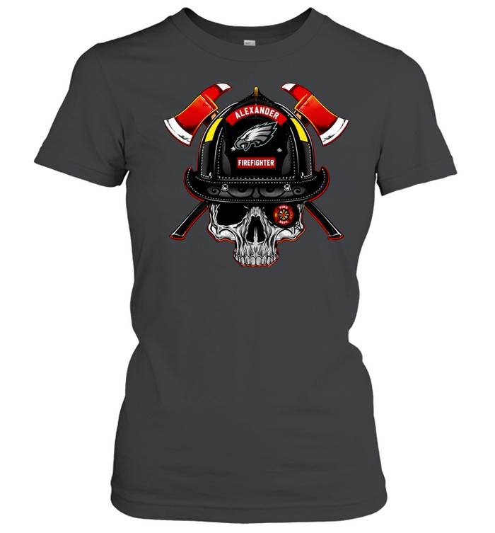Philadelphia Eagles fire fighter skull logo Women T-Shirt