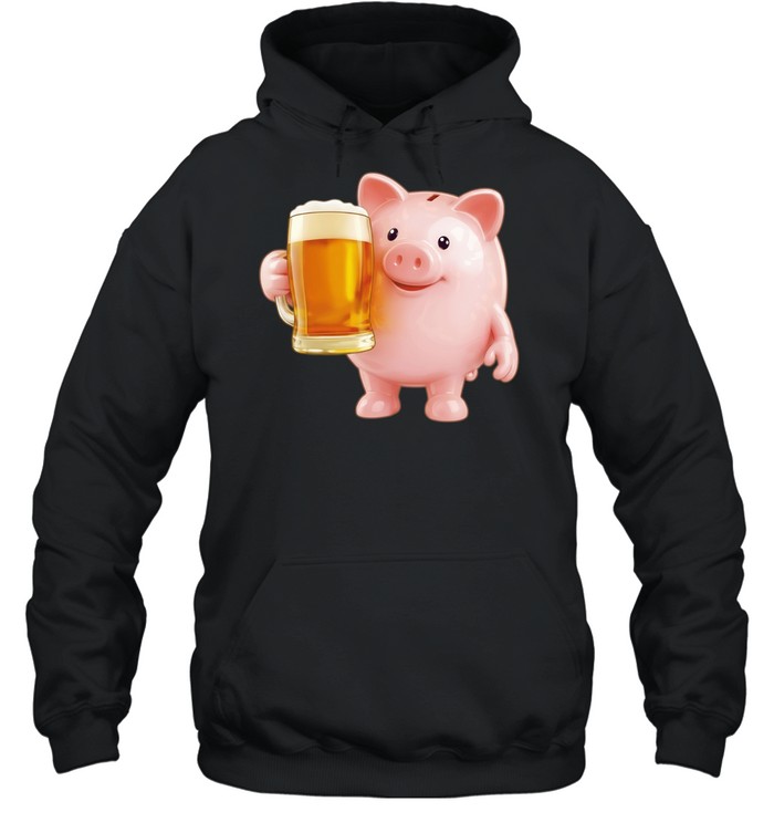 Piggy Bank With Beer funny pig drinking Hoodie