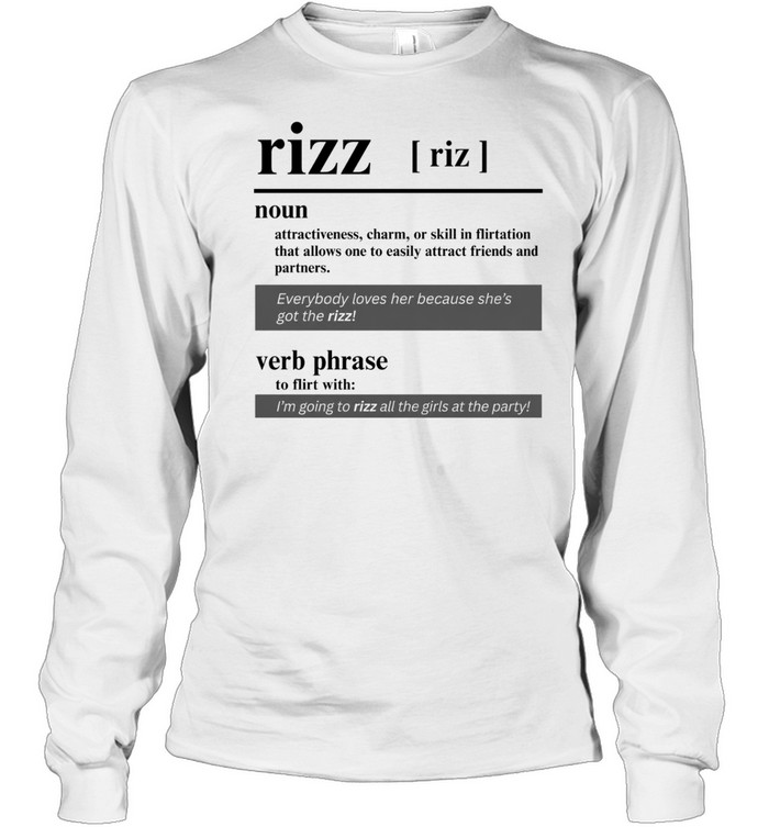 Rizz Definition Slang Dictionary Meaning Long Sleeve Tee