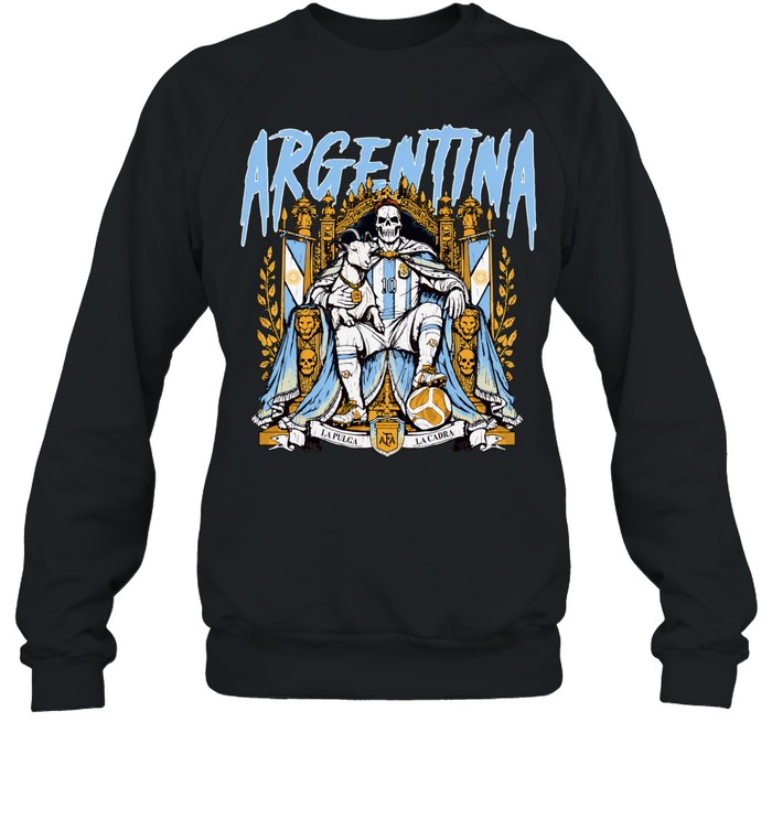 Skeleton King Holding Goat Sitting on Throne Argentina Sweatshirt