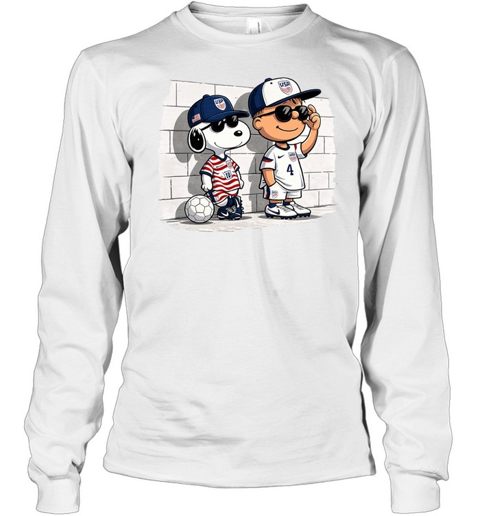 Snoopy And Charlie Brown Usa Soccer World Cup 2026 Long Sleeve Tee