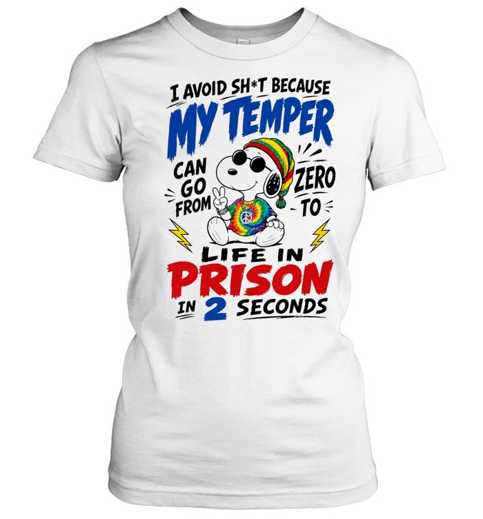 Snoopy I Avoid Sht Because My Temper Can Go From Zero to Life in Prison in 2 Seconds Women T-Shirt