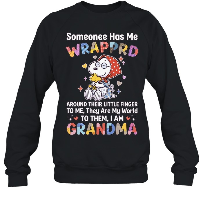Snoopy Woodstock Peanuts Someonee has me wrapprd around their little finger Sweatshirt