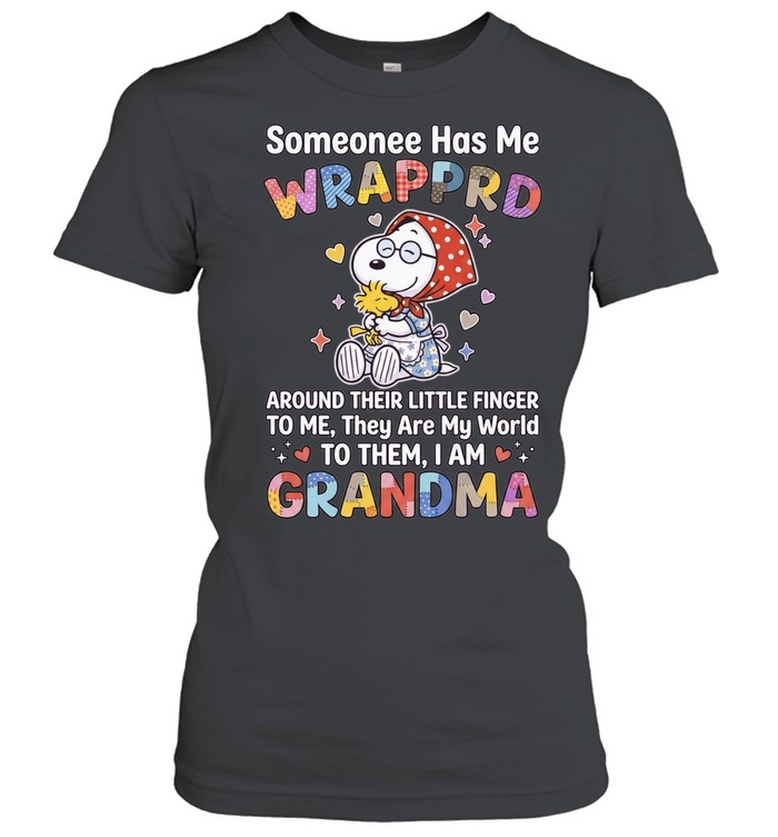 Snoopy Woodstock Peanuts Someonee has me wrapprd around their little finger Women T-Shirt