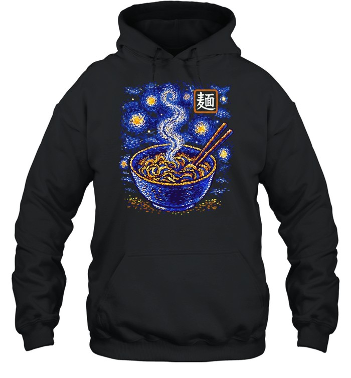 Starry Night Ramen Noodle Bowl Impressionist Oil Painting Hoodie