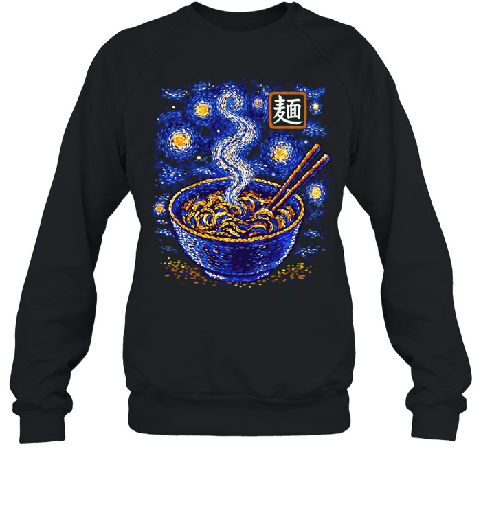 Starry Night Ramen Noodle Bowl Impressionist Oil Painting Sweatshirt
