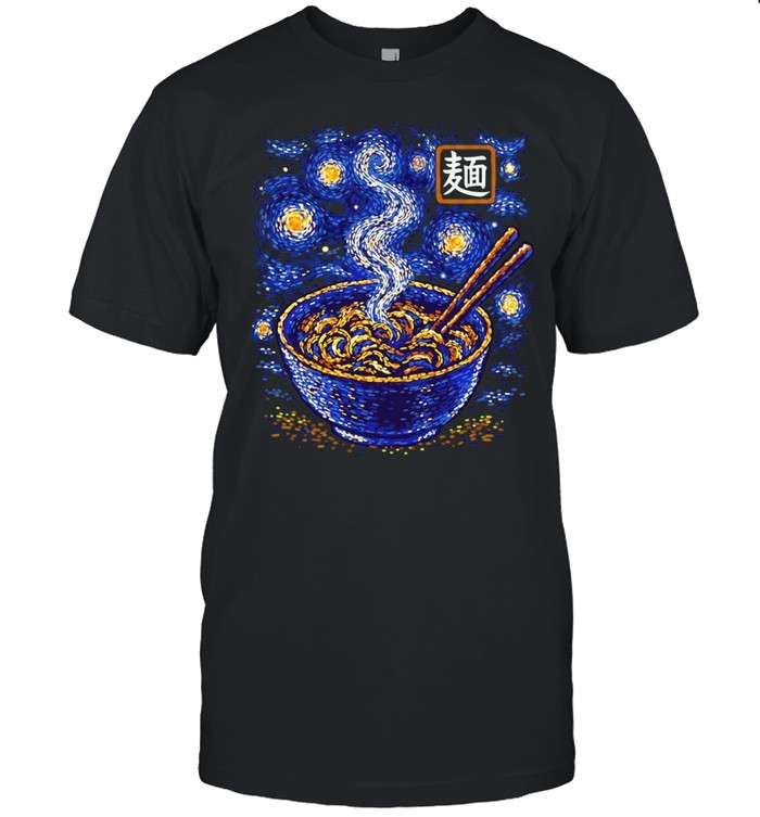 Starry Night Ramen Noodle Bowl Impressionist Oil Painting Unisex T-Shirt
