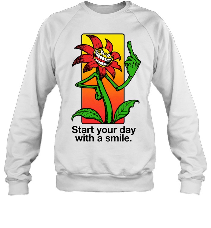 Start Your Day with a Smile Angry Flower Middle Finger Sweatshirt