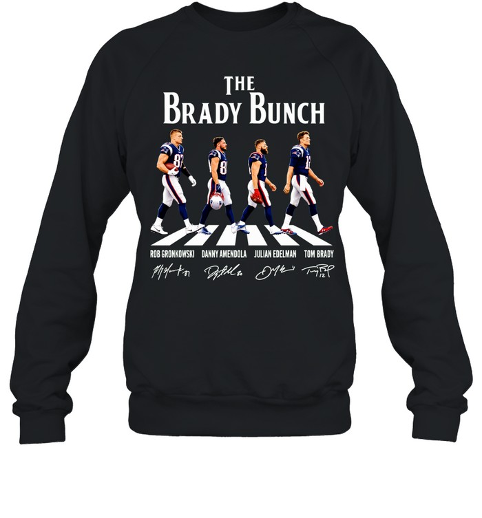 The Brady Bunch New England Patriots legends walking across signature Sweatshirt