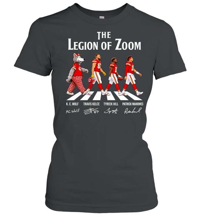 The Legion of Zoom KC Chiefs legends walking across signature Women T-Shirt