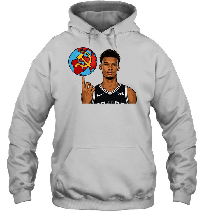 Victor Wembanyama Spinning Communist Sickle Globe Basketball Hoodie