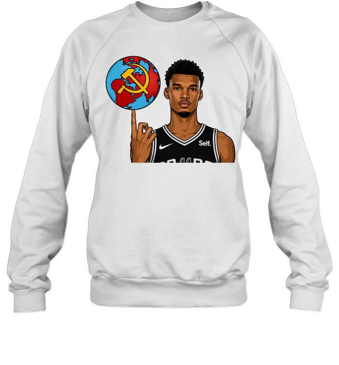 Victor Wembanyama Spinning Communist Sickle Globe Basketball Sweatshirt
