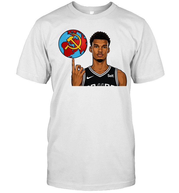 Victor Wembanyama Spinning Communist Sickle Globe Basketball Unisex T-Shirt
