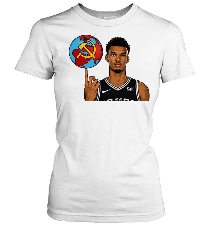 Victor Wembanyama Spinning Communist Sickle Globe Basketball Women T-Shirt