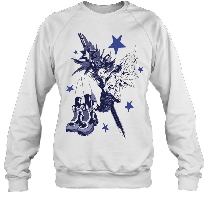 Angel Character with Star Sword and Wings Y2K Anime Sweatshirt