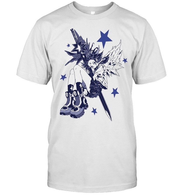 Angel Character with Star Sword and Wings Y2K Anime Unisex T-Shirt