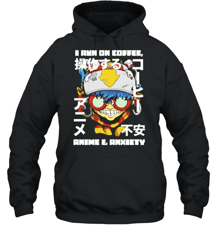 Cyberpunk Gamer I run on coffee anime and anxiety Hoodie