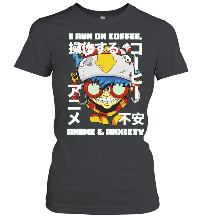 Cyberpunk Gamer I run on coffee anime and anxiety Women T-Shirt