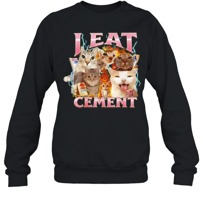 I Eat Cement Cats Internet Humor Fire Lightning Storm Sweatshirt