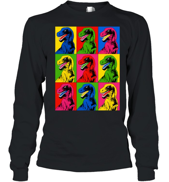 Pop Art T-Rex Dinosaur colorful tyrannosaurus Long Sleeve Tee