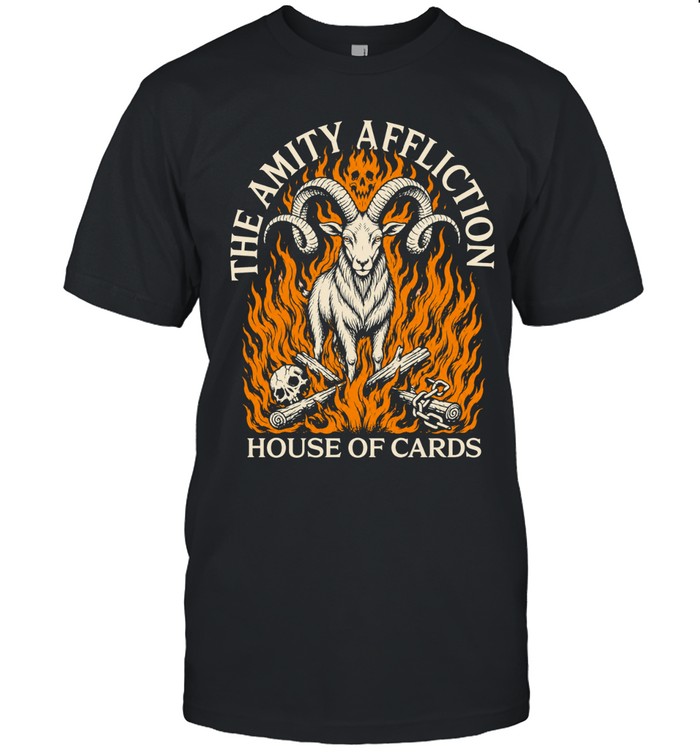 The Amity Affliction House of Cards Goat Flaming Skull Unisex T-Shirt