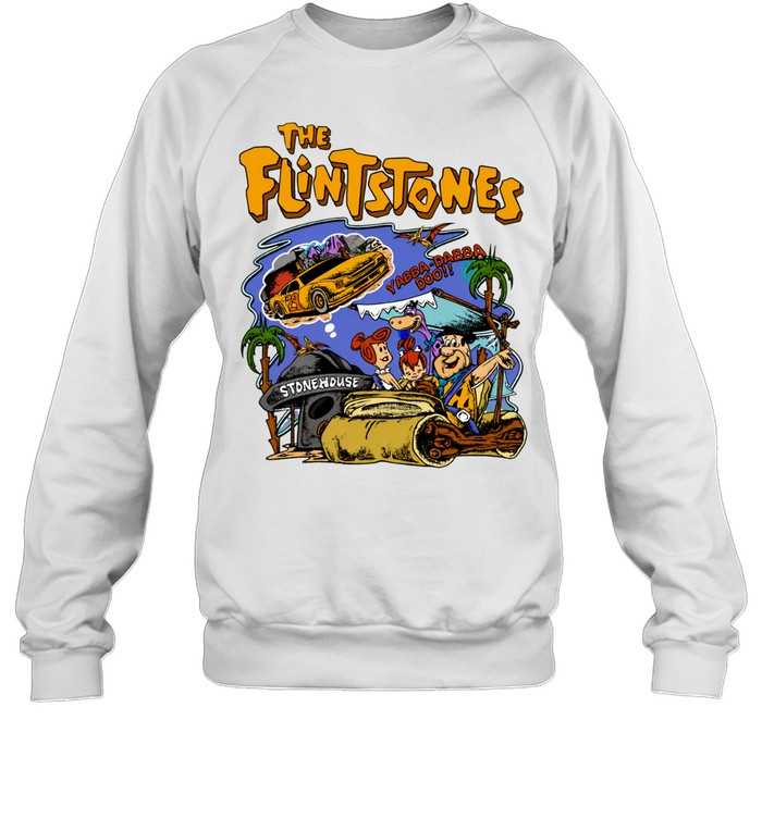 The Flintstones Cartoon Characters Driving Car Yabba Dabba Doo Stonehouse Sweatshirt