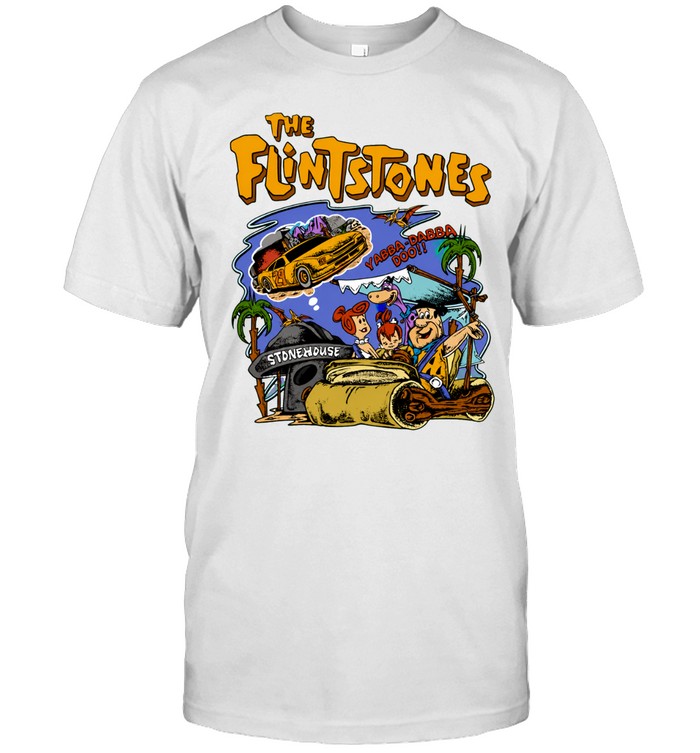 The Flintstones Cartoon Characters Driving Car Yabba Dabba Doo Stonehouse Unisex T-Shirt