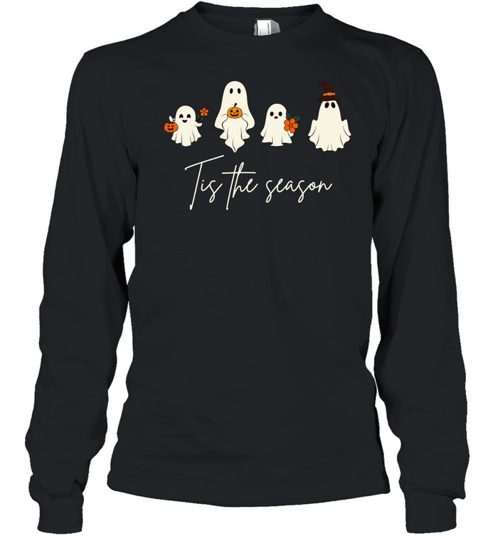 Tis The Season Cute Ghost Halloween Long Sleeve Tee